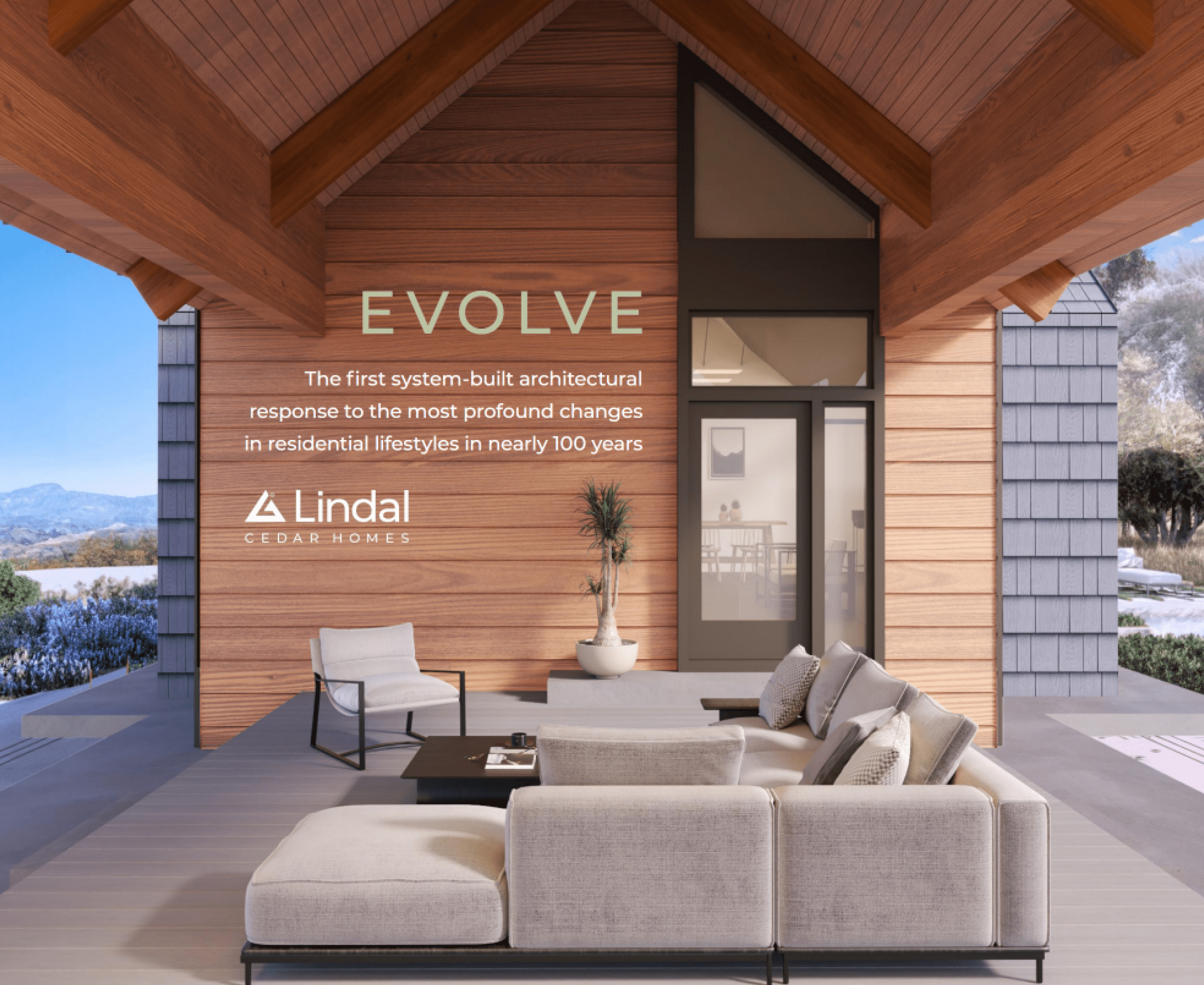 Modern outdoor living area with wooden architecture.