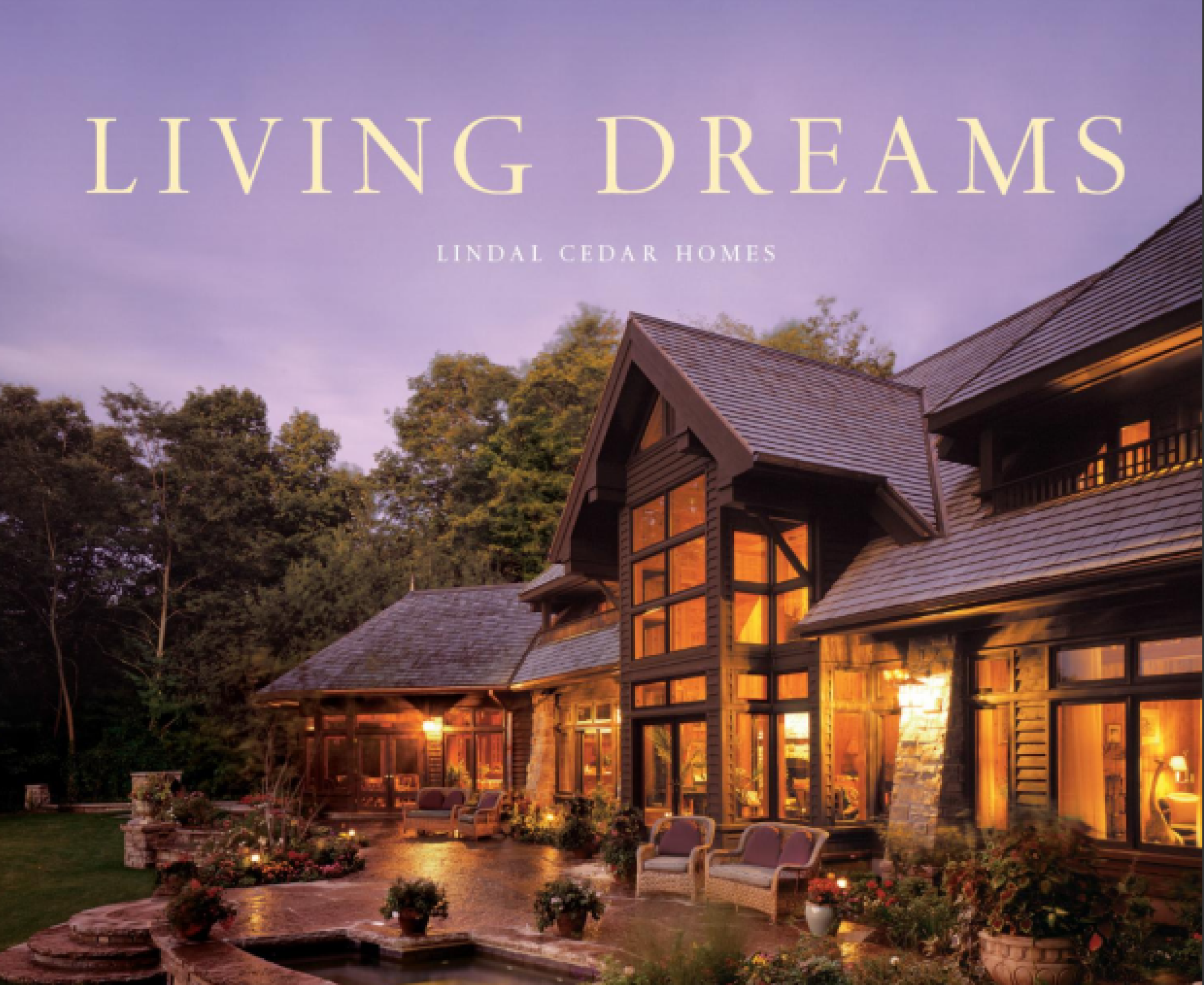 Luxury cedar home in forest setting.